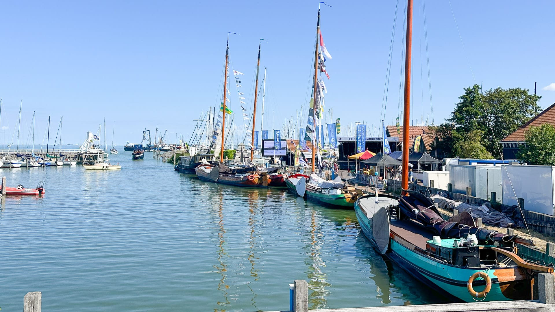 Boats moored along the waterways in Hindeloopen