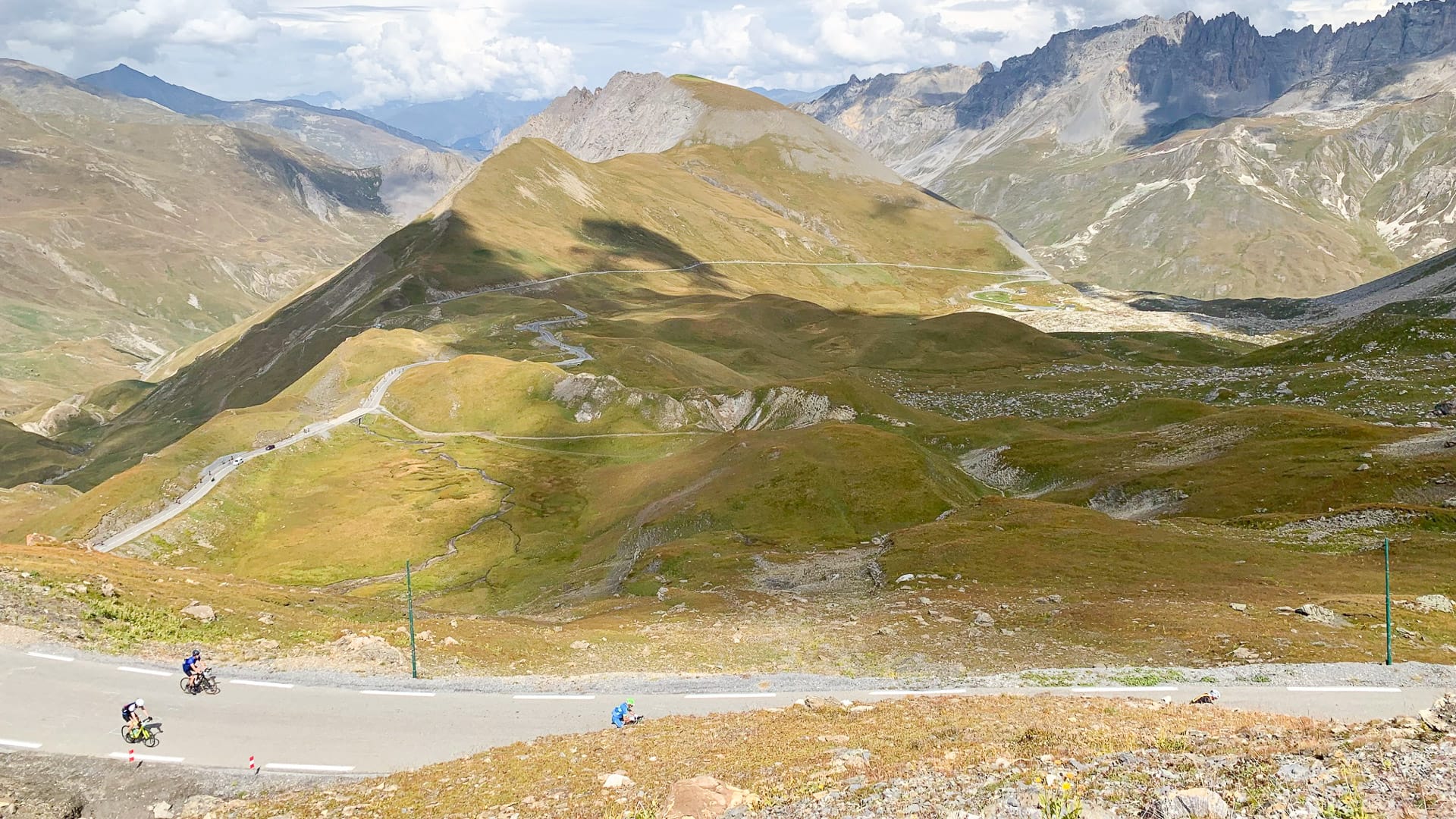Cyclists approaching the top of the Col du Galibier